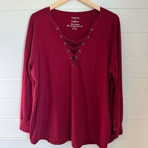 TORRID Lace up 100% Cotton Classic Fit Top